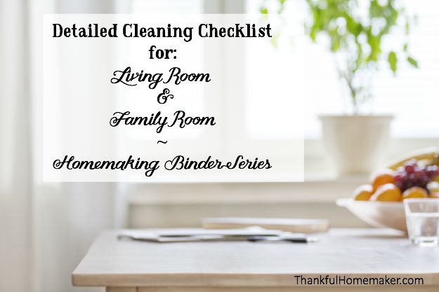 Homemaking Binder Series: Detailed Cleaning Checklists for Living Room & Family Room