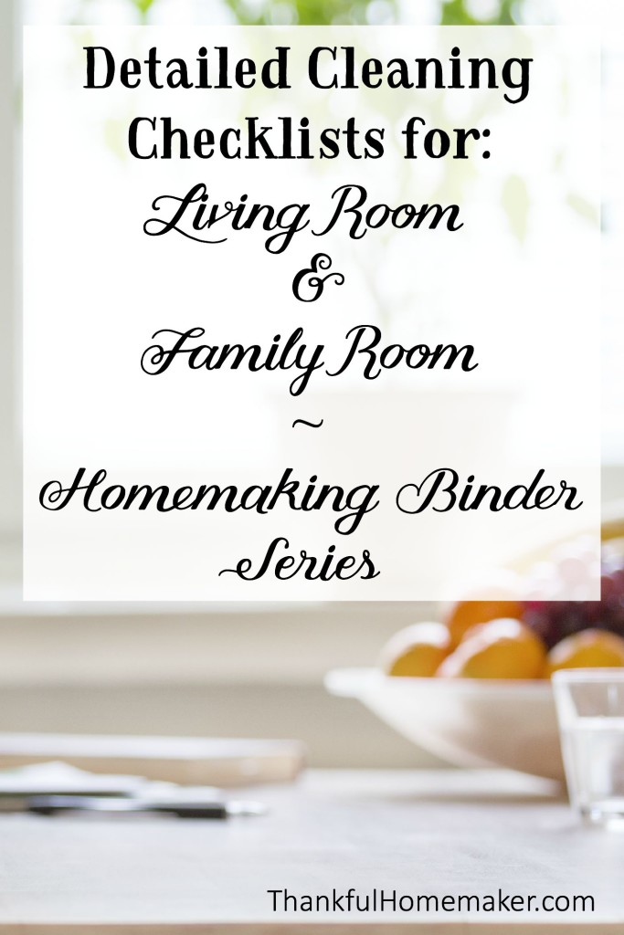 Homemaking Binder Series: Detailed Cleaning Checklists for Living Room & Family Room. @mferrell