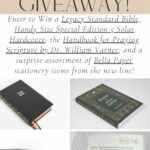 Enter to Win a Legacy Standard Bible, Handy Size Special Edition 5 Solas Hardcover, the Handbook for Praying Scripture by Dr. William Varner, and a surprise assortment of Bella Paper stationery items from the new line!