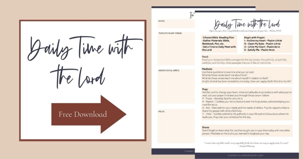 Grab a free copy of my guide to Daily Time with the Lord. It is to walk you through time in the Word and help you to meditate on and apply what you've read.  @mferrell