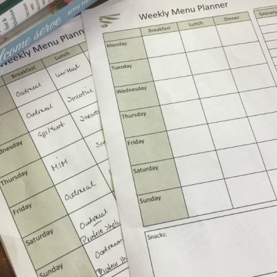 FREE Weekly Menu Planning PDF