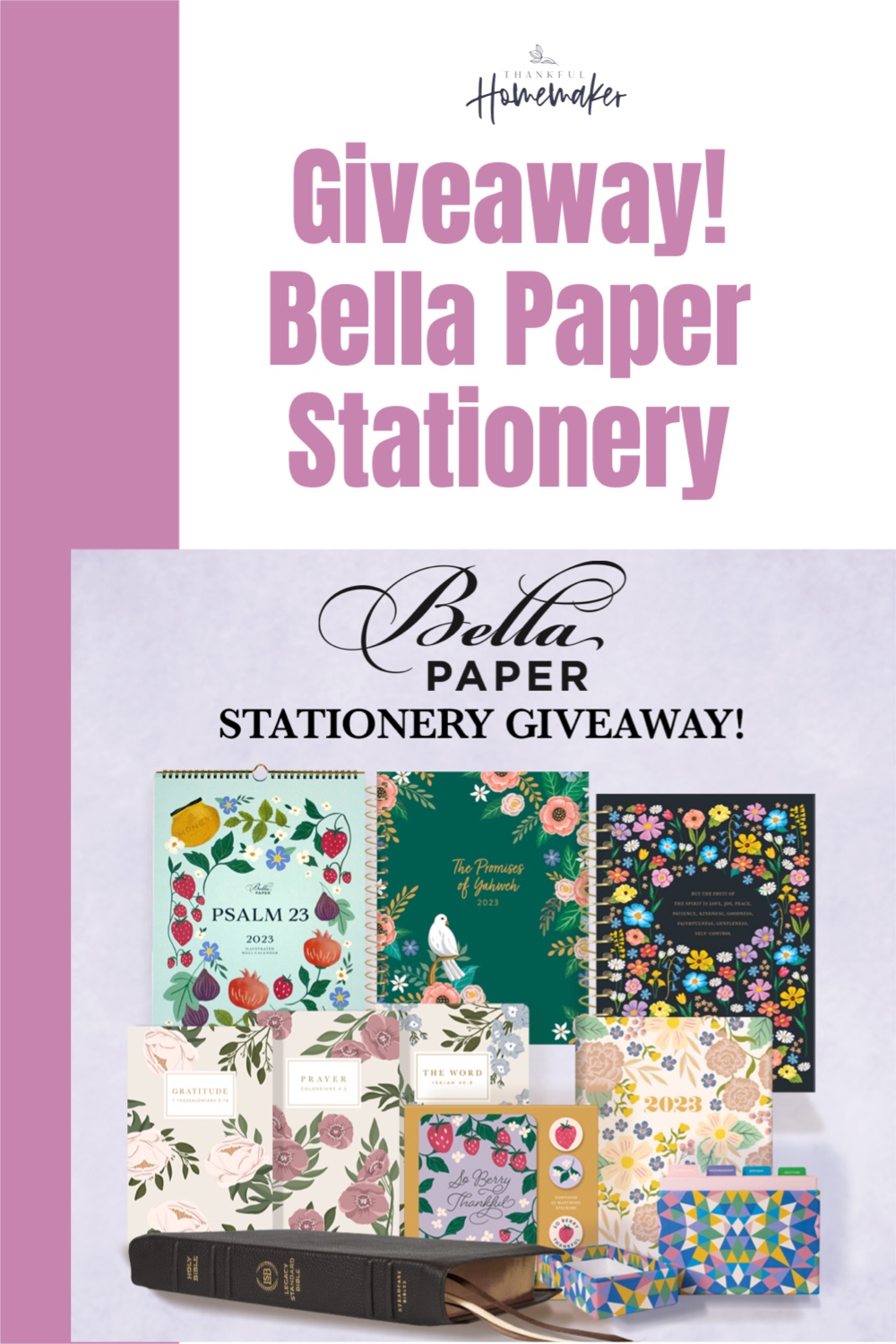 Giveaway Bella Paper Stationery Thankful Homemaker