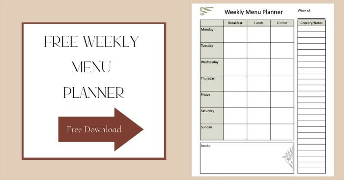 Free Weekly Menu Planning PDF @mferrell
