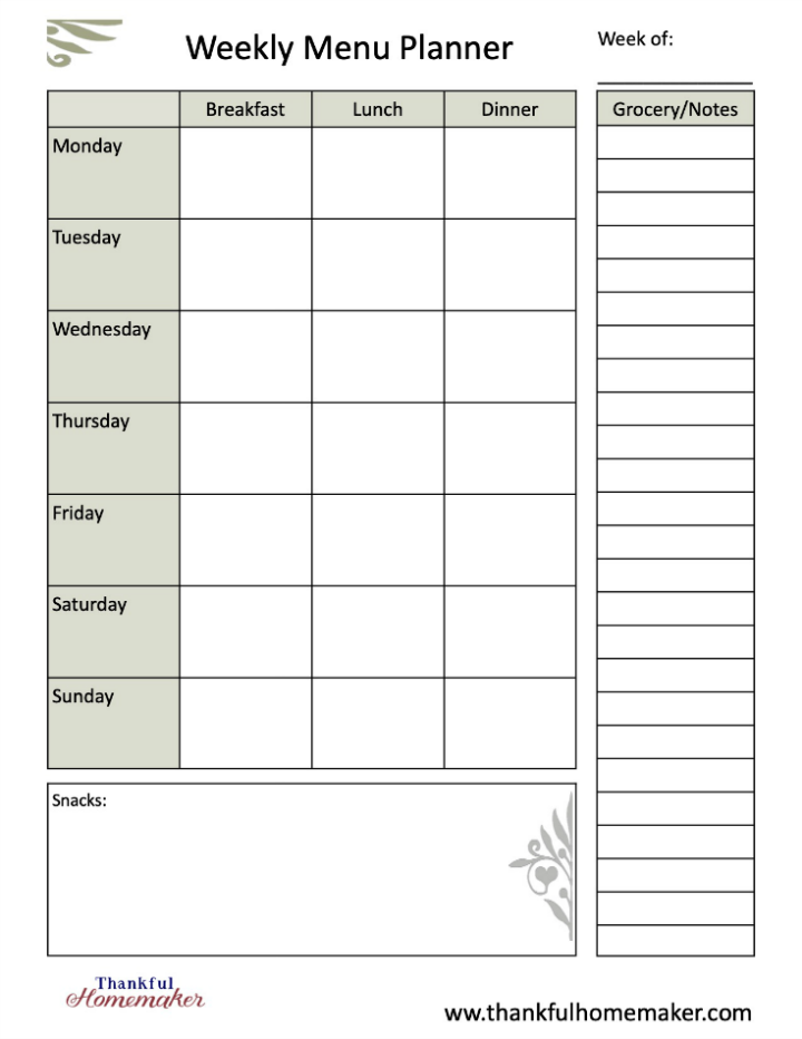 Menu calendar planner - ccgerty