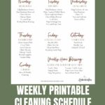 Tired of being overwhelmed by your cleaning tasks? This weekly cleaning schedule can help you get your home clean in no time. It's a simple and easy way to break down your cleaning into manageable tasks that will leave your home spic-n-span. Download it for free now!