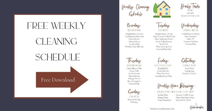 Weekly Cleaning Schedule Free PDF @mferrell