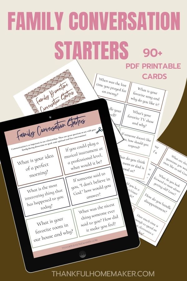 90+ Family Dinnertime Conversation Starters - PDF Printable Cards ...