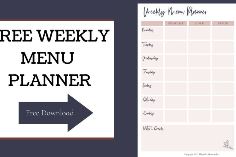Free Weekly Menu Planning PDF @menuplanner #freemenuplanningpdf #weeklymenuplan