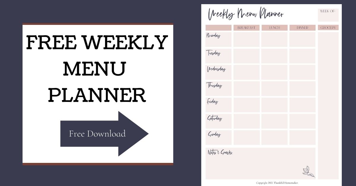 Free Weekly Menu Planning PDF @menuplanner #freemenuplanningpdf #weeklymenuplan