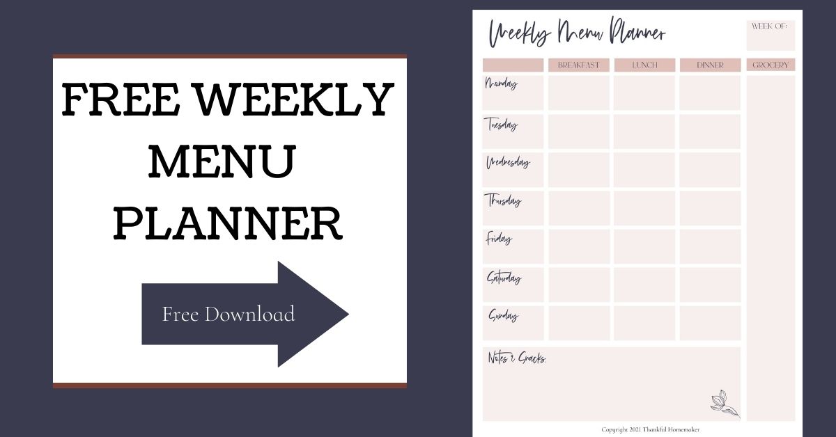 Meal Planner Printable - The Happier Homemaker